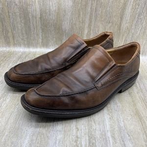 Ecco Holton‎ Slip On Loafers Apron Toe Amber Brown Leather Mens 44 or US 10.5